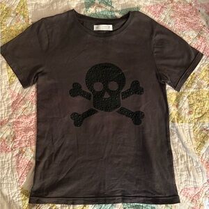 Zara Gray and Black Short Sleeve Tees with Skull Graphics